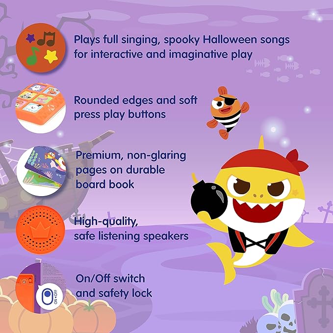 Baby Shark Halloween Songs Musical Sound Book for Toddlers 1–3 | 10 Buttons, 10 Songs Interactive Learning Toy by Pinkfong