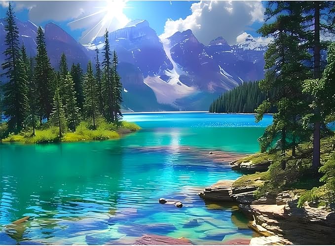 500 Pieces Puzzles for Adult Jigsaw Puzzle 500 Piece Puzzle Elderly Puzzle Mountain Forest Lake Puzzles Gift for Mom Dad Family Friend Family Activity Games Home Decor Wall Art 20.5x15IN