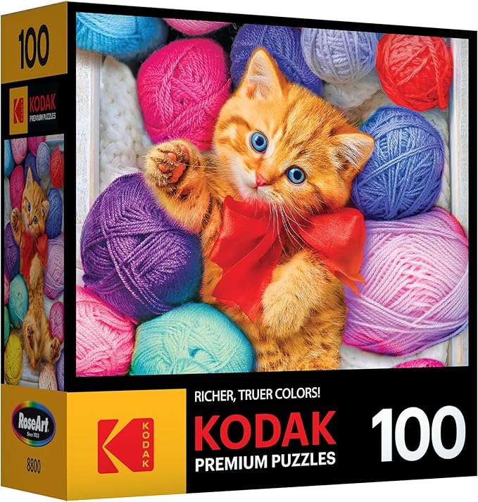 RoseArt - Kodak Premium - Cuddly Yarn Box - 100 Piece Jigsaw Puzzle for Adults