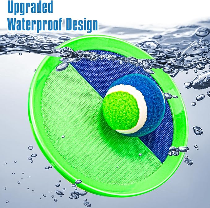 Shemira Ball Catch Game, Toss and Catch Ball Set,Beach Pool Yard Outdoor Toys Games for Kids Ages 4-8-12, Lawn Beach Camping Outdoor Games, Easter Birthday Summer Gifts for Kids, 4 Paddles 4 Balls