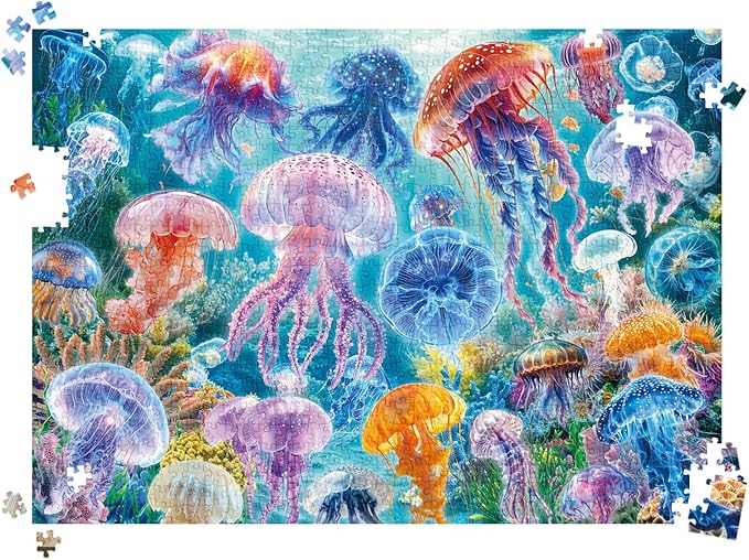 HUADADA Puzzles for Adults 1000 Pieces,Challenging Game Toys, Puzzles 1000 Pieces,Impossible Puzzle, Family Decoration Puzzle-Dreamy Jellyfish