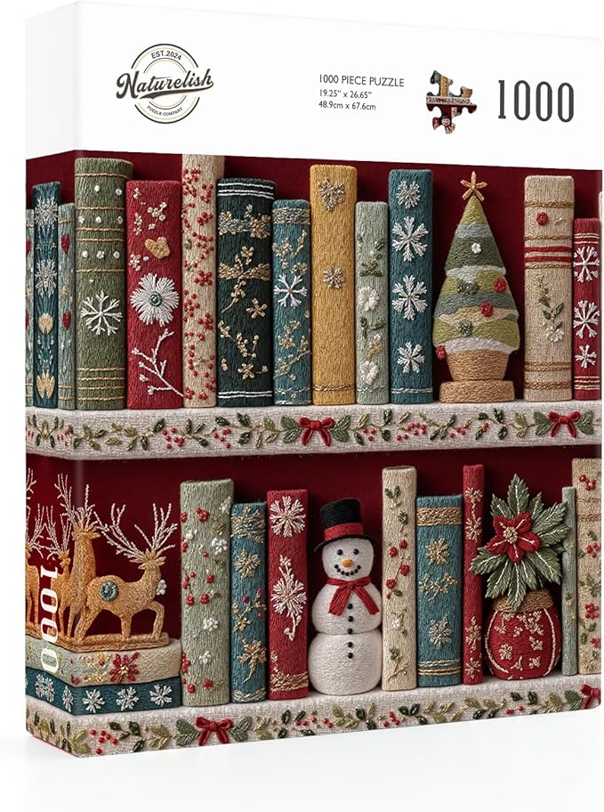 Holiday 1000-Piece Puzzle for Adults - Christmas Embroidery Book Collection Puzzle, Relaxing Jigsaw Puzzle, Fun and Challenging Jigsaw Puzzles, 26.65 x 19.25 in