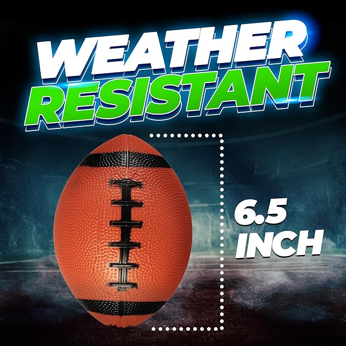 6-Inch Mini Footballs for Kids (Pack of 5) - Inflatable PVC Football Toys for Boys & Girls w/Hand Pump, Easy to Grip Small Sports Balls for Backyard, Recess, Party Favor, Indoor/Outdoor