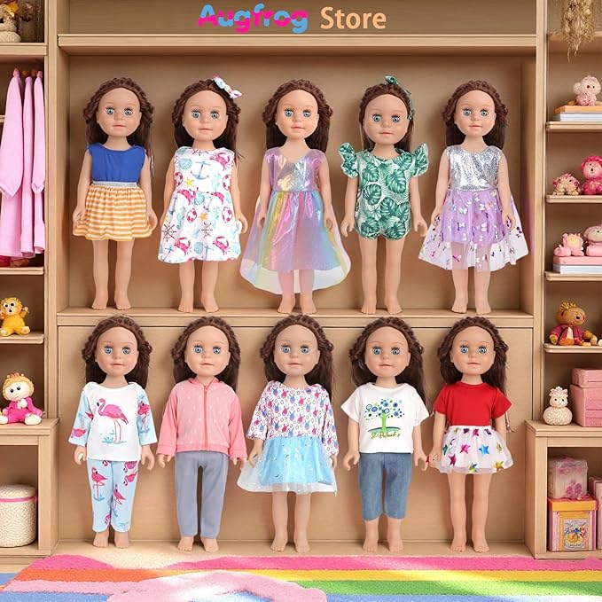 10 Sets of 18 Inch American Doll Clothes, Including 10 of Doll Clothing Dress Outfits for Gift Dolls, Birthday Gifts for Kids