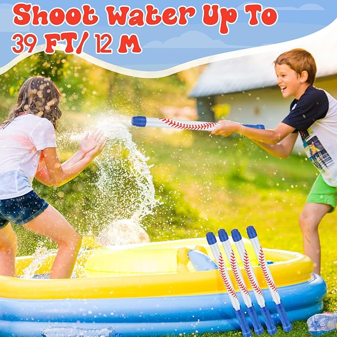 12 Pack Baseball Sport Water Gun Party Favors 15.75 in Summer Water Shooter Blasters Gun Toys for Kids Summer Outdoor Swimming Pool Backyard Beach Games