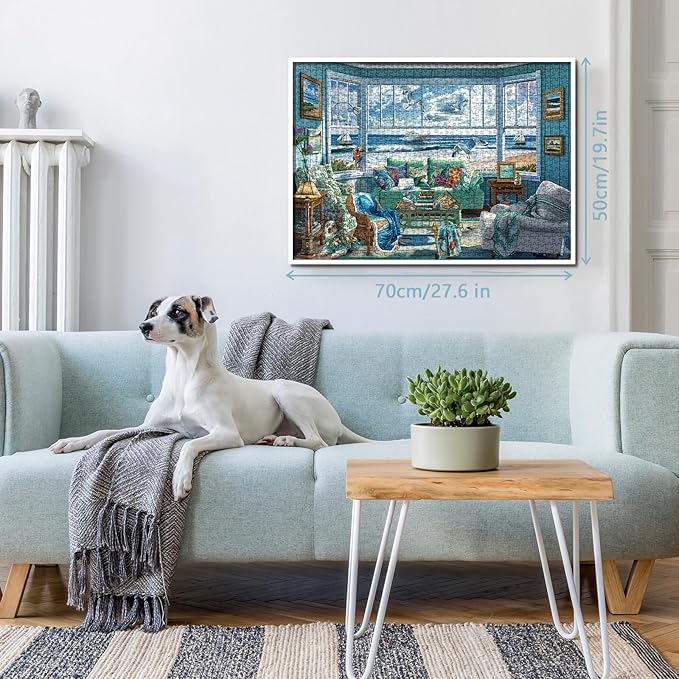 Beach Summer House Puzzles for Adults 1000 Piece, Hawaii Florida Maine Ocean Jigsaw Puzzles, Seashore House Puzzles - Seaside Retreat
