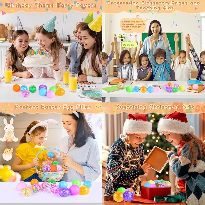 Squishy Stress Balls, Squishies for Kids Adults Anxiety Stress Relief Toys, Squeeze Balls Bulk Fidget Toys for Party Favors, Birthday Gift, Goodie Bag Stuffers