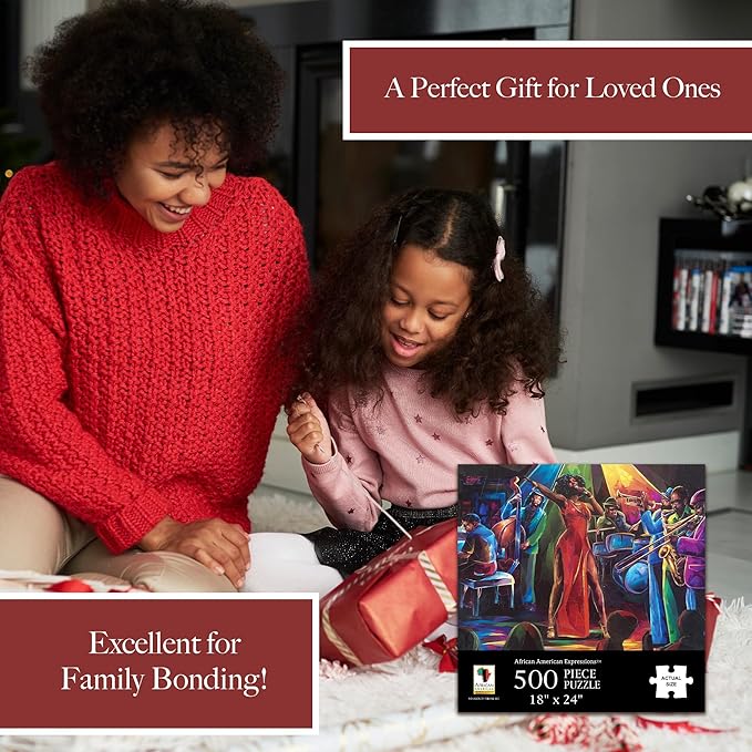 African American Expressions – 500-Piece Jigsaw Puzzle – Inspirational Black Art, Premium Quality for Relaxation and Reflection - Jazz Puzzle