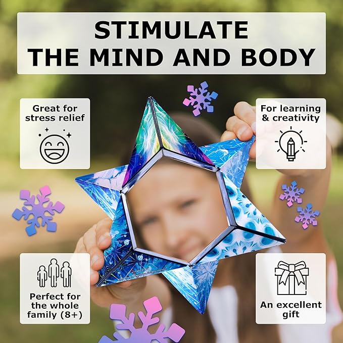 Shashibo Shape Shifting Box - STEM Fidget Toy with Ultra Strong Magnets - Sensory Puzzle Cube Transforms Into 100+ Shapes, Easter Basket Stuffers Gift for Kids, Teens, and Adults (Polar)
