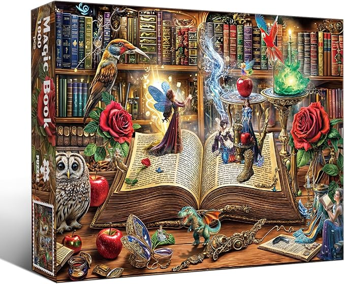 Magic Book Jigsaw Puzzles, 1000 Piece Puzzle for Adults, Family Puzzles Game, Fun Relaxing Challenging, Interlock Perfectly No Dust, Home Wall Decor, Gifts for Easter Father's Day