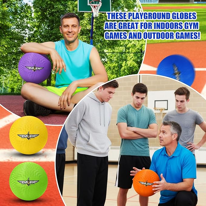 Jerify 8.5 Inches Playground Balls Kickball Bulk, Colorful Inflatable Sports Bouncy Balls, Dodgeball, Kickball for Official Play, and Fun Indoor and Outdoor Toys and Gift