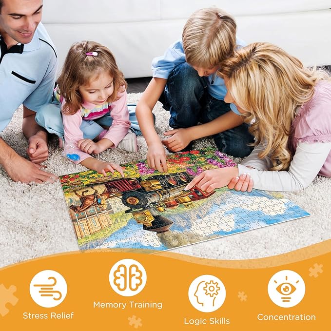 Puzzles for Adults 500 Pieces,Spring Railway Train Puzzle for AdultsTeens,Knight Horse Jigsaw Puzzles for Kids,Recyclable Cardboard Puzzles for Seniors,Challenging Family Game, 20.5 x 15 in