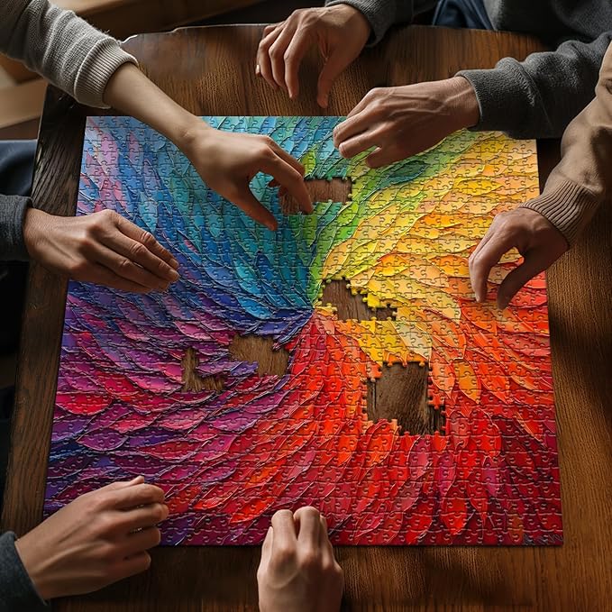 Impossible Puzzles for Adults 1000 Pieces, Gradient Colorful Hard Difficult Puzzle, Rainbow Art Challenging Jigsaw Puzzles for Adults Painting