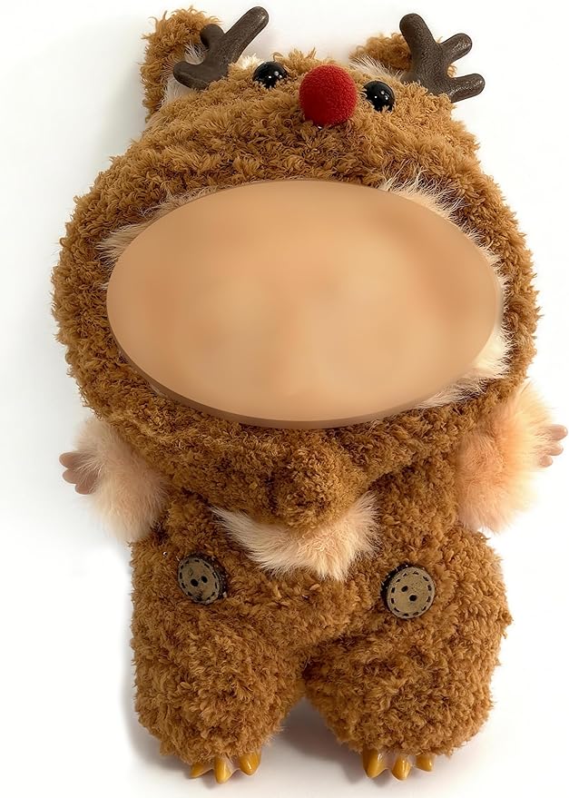 Doll Outfit 17cm (6.69in) or 15cm (5.91in) Dolls(NO Doll) for Labubu Clothes Outfit with Accessories Christmas Reindeer Stylish Dress Up Suit Set for Labubu