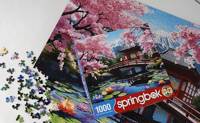 Springbok Haru in Japan 1000 Piece Jigsaw Puzzle for Adults - Cherry Blossom Garden - Unique Cut Pieces - Made in USA