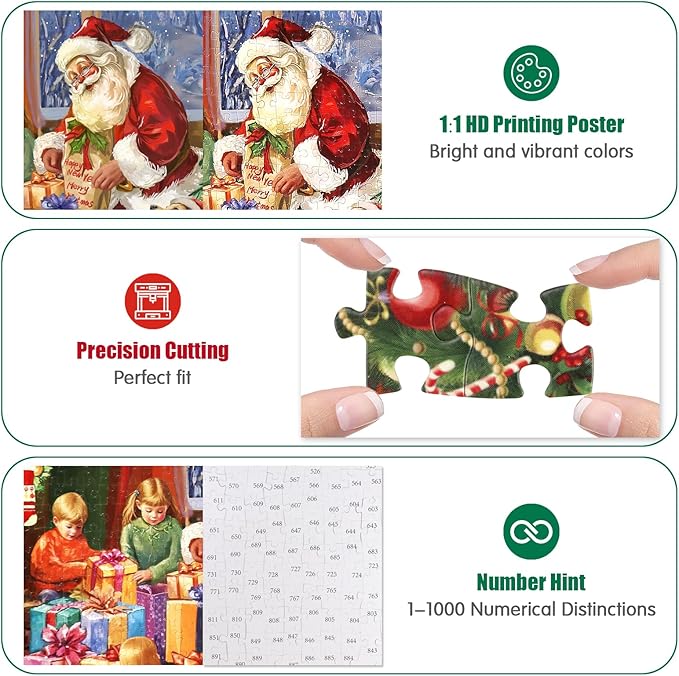 1000 Piece Christmas Puzzle for Adults - Winter Jigsaw Puzzles - Christmas Eve Holiday Puzzle Family Game Nights Home Decor