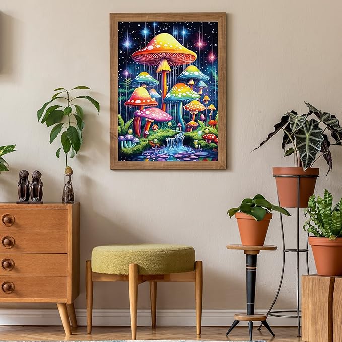 Puzzles for Adults 500 Pieces, Mushroom Jigsaw Puzzles - Starry Night Mushrooms, Impossible Glow in The Dark Puzzle for Seniors Family, 14.96x20.47 inches, 1:1 Poster, Letter on The Back