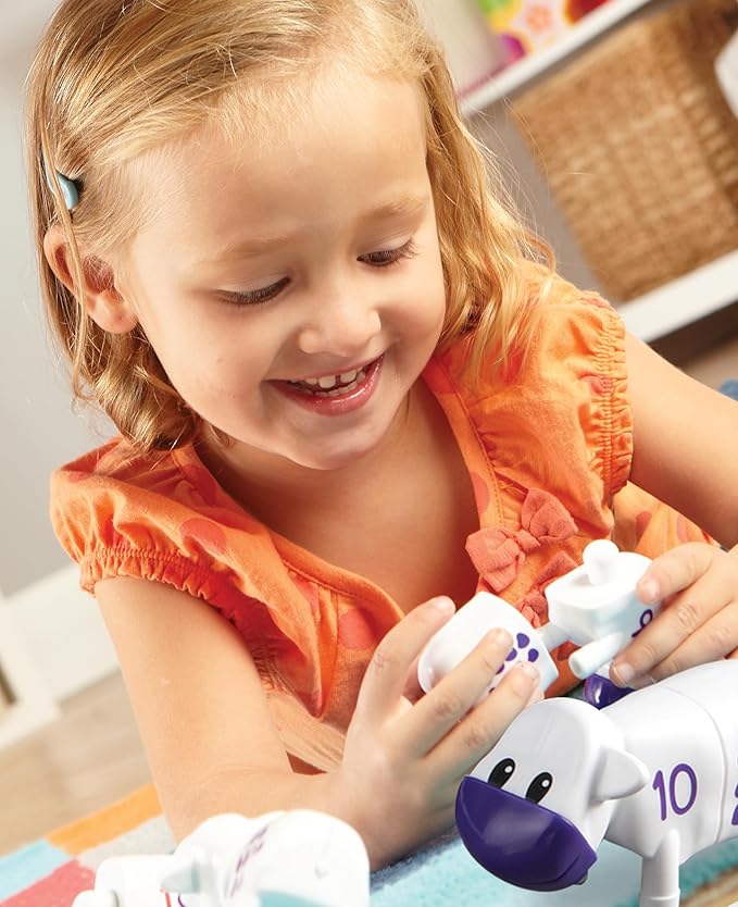 Learning Resources Snap-n-Learn Counting Cows Toy Set - Toddler Toys, Farm Animals, Color Sorting, Fine Motor Skills, Barn Pre K Activities, Preschool, Math Manipulatives, Matching Games