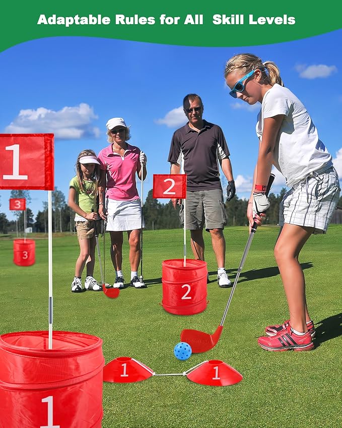 HOTWIND 2 Pack Adjustable Golf Clubs Dual-Length 16.54”or 36.65” for Backyard Golf Game with 5”x 3.5” Oversize Head Telescopic Aluminum Shaft for Adults Play Outdoor Golf Yard Game in Parks and Yards