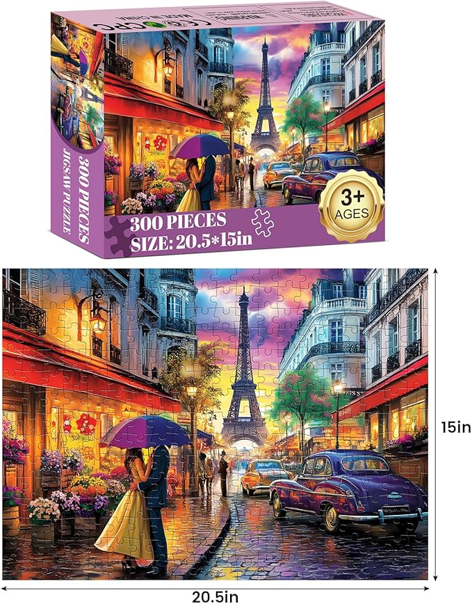 Jigsaw Puzzles 300 Pieces for Adults Tower Puzzles 300 Piece Puzzle for Adults Kids Puzzle Letter on Back Birthday Gift Puzzles Educational Toys Family Challenging Games 20.5x15IN