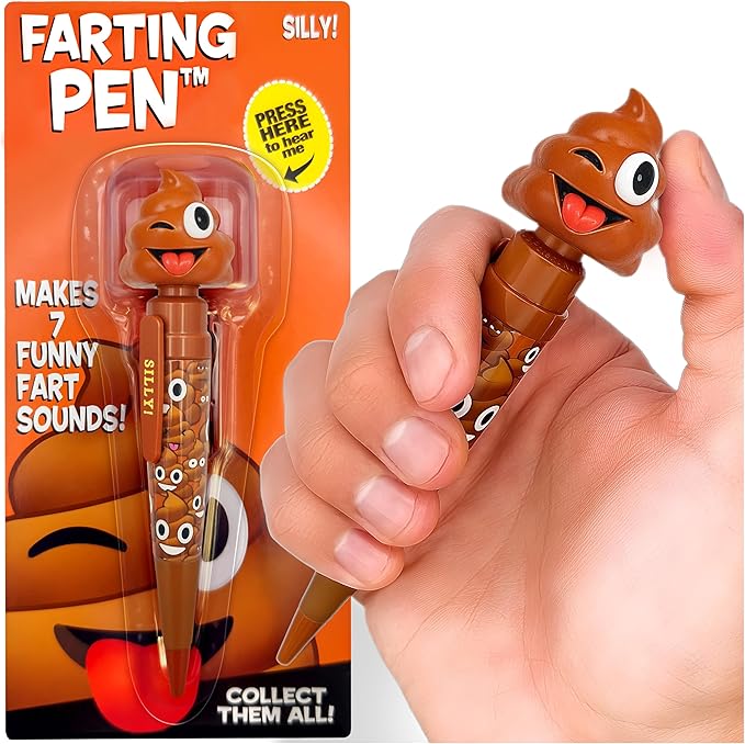 Farting Poop Pen with 7 Funny Fart Sounds - Easter Basket Stuffers for Teens & Kids, Silly Novelty Gag Gift for Boys & Girls, Easter Toys Essentials, Great for Birthdays, Funny Gift (Winky Eyes)