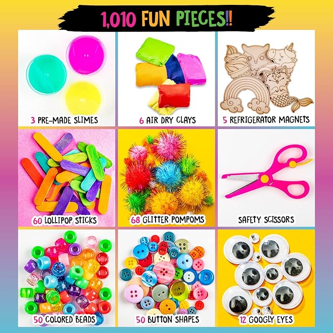 Original Stationery Kids Jumbo Slime & Craft Kits - Large Multicolor, 1000+ Pieces - Slime Kit w/Activator & Arts & Crafts Supplies