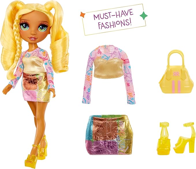 Rainbow High My Fashion Style Sunny, Yellow 11" Fashion Doll with Statement Outfit, Stylish Handbag, Great Toy Gift for Girls Kids Ages 4-12 Years