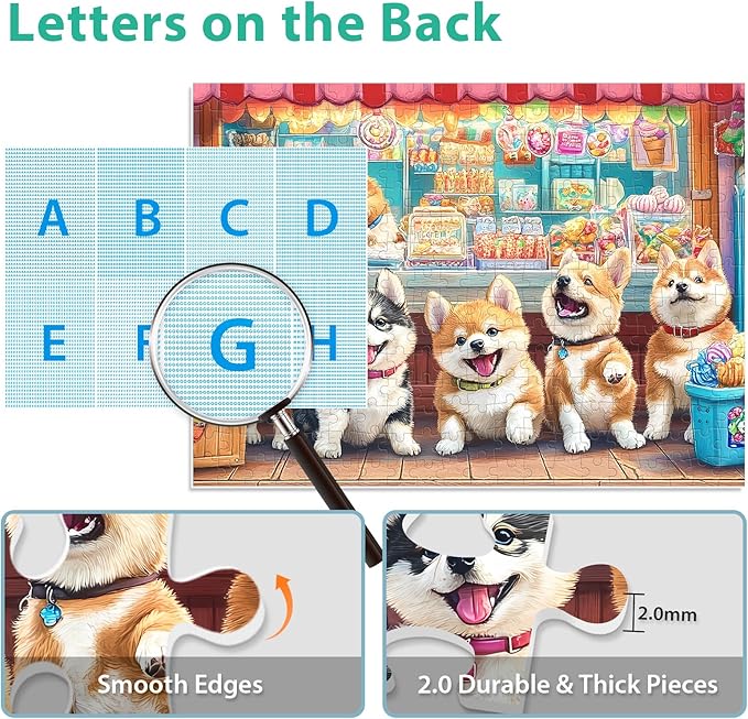 300 Piece Puzzles for Adults, Cute Dogs Jigsaw Puzzle for Adults Kids Seniors, Recycled Cardboard XLarge Piece Puzzle 300 Piece, Challenging Game Family Activity Great Gift for Friends 20.5 * 15 in