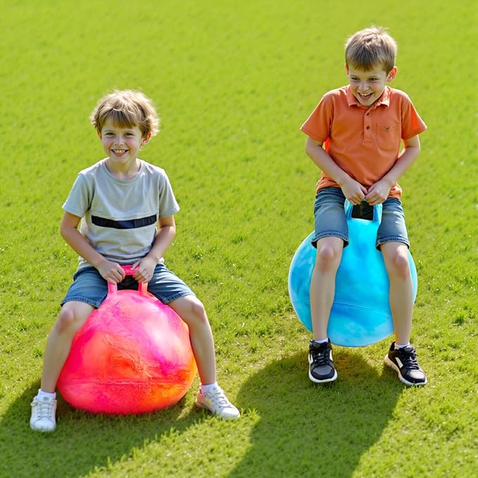 ZOOJOY 6pcs Hopper Balls for Kids 3-8, 18in Clouds Bouncy Ball with Handle, Sit on Hopping Toys for Sport/School/Team Indoor Outdoor Play Toys, Easter Basket Stuffers Gifts for Girls Boys 3 4 5 6 7 8