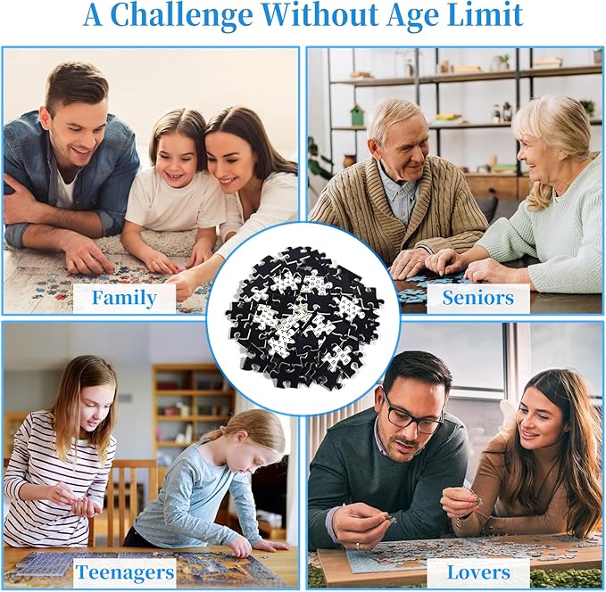 CHengQiSM 1000 Piece Puzzle for Adults, Pure Black Puzzles for Adults 1000 Pieces, Solid Black Jigsaw Puzzle for Adults Teens Seniors, Premium Thick Cardboard, Finished Size 27.6 x 19.7 inches