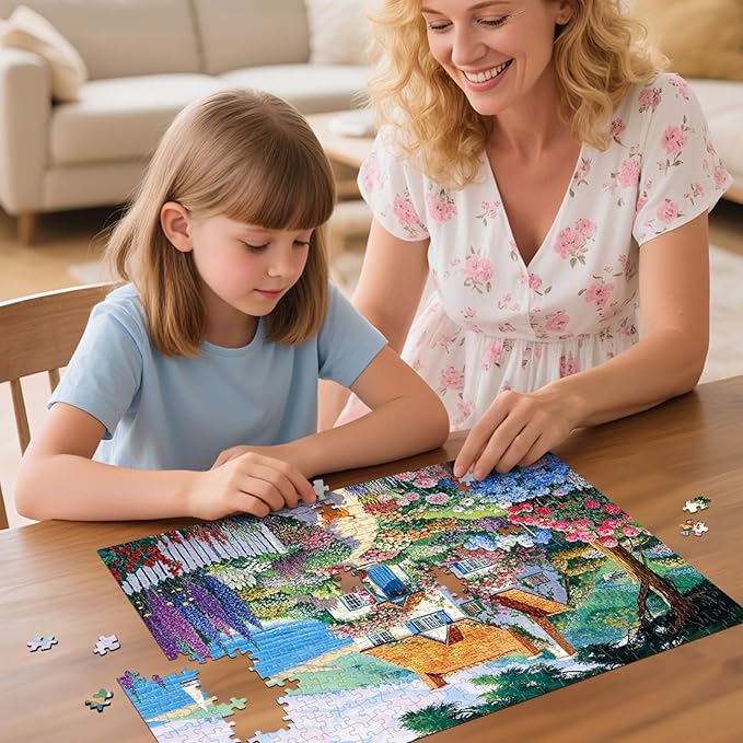 Seaside Cottage Garden Puzzle 500 Pieces - Adult Jigsaw Puzzle, Beach Ocean Theme, Premium Quality Home Decor Art