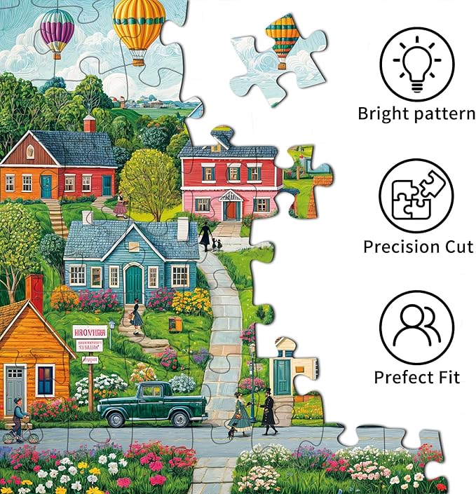 Jigsaw Puzzles for Adults 1000 Pieces, Interlock Perfectly No Dust, Impossible Difficult Hard Fun 1000 Piece Jigsaw Puzzles for Adults-1:1 Poster-Happy Town