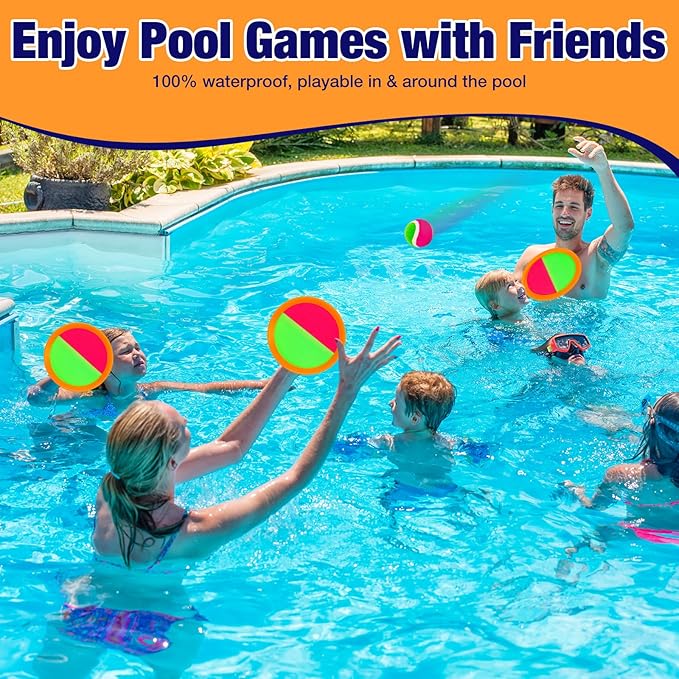 Toss and Catch Ball Game Set - Outdoor & Indoor Activity Toys for Kids - Sticky Paddle Ball Toy for Boys Girls 3 4 5 6 7 8-12 Year Old - Great Games for Beach Pool Yard - Easter Basket Stuffers Gifts