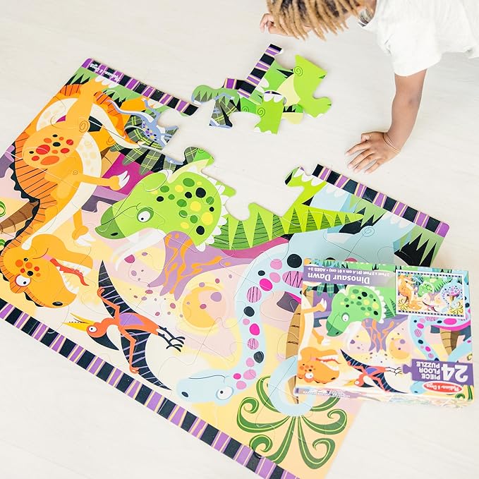 Melissa & Doug Dinosaur Dawn Jumbo Floor Puzzle (24 Pieces, 2 x 3 Feet), Jigsaw Puzzle for Preschoolers and Kids Ages 3+ - FSC Certified