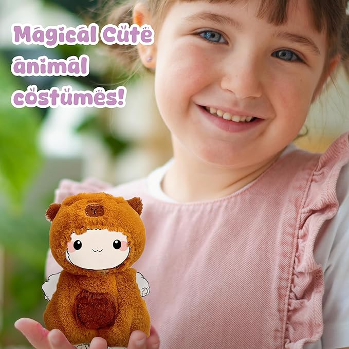 Handmade 17cm Doll Clothes - Cute Styles 15cm/17cm Dolls Outfits, Burgundy Bow - Burgundy Dress - Brown Shoes for Dress Up Gift（Including Shoes） (Capybara)