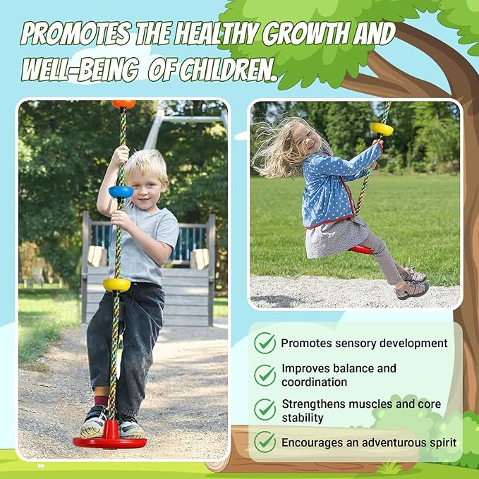 Tree Swing for Kids Backyard Single Disc Rope Climbing Swing Seat for Tree Indoor Outdoor Playground Set Accessories with Thickening 4 Ft Strap-Pink
