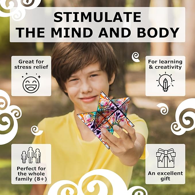 Shashibo Octa Shape Shifting Box - STEM Fidget Toy with Ultra Strong Magnets - Sensory Puzzle Cube Transforms Into 100+ Shapes, Easter Basket Stuffers Gift for Kids, Teens, and Adults (Atlantis)