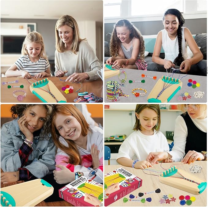 Friendship Bracelet Making Kit for Girls Ages 8-12, Kids Jewelry Making Kit with 28 Pre-Cut Threads and Letter Beads, Arts and Crafts for Kids, Birthday Easter Gifts for 6 7 8 9 10 11 12 Year Old