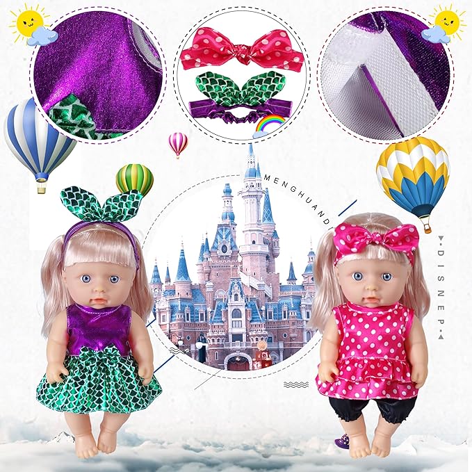 WONDOLL 8-Sets 8-10-inch Doll-Clothes-Accessories Baby-Doll-Clothes Costumes Outfits Christmas Birthday Gift for Little Girl（no Doll）