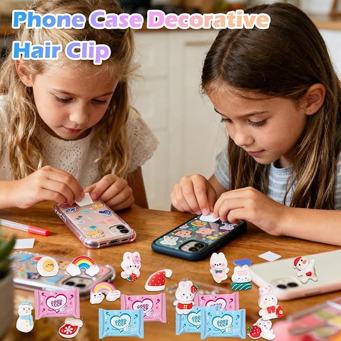 50 Pcs White Cartoon Blind Bags: Mystery Mini Resin Figures for Kids, Random Tiny Cute Charms, DIY Craft Supplies, Dollhouse Miniatures, Party Favor Toys for Collecting & Phone Case Decoration