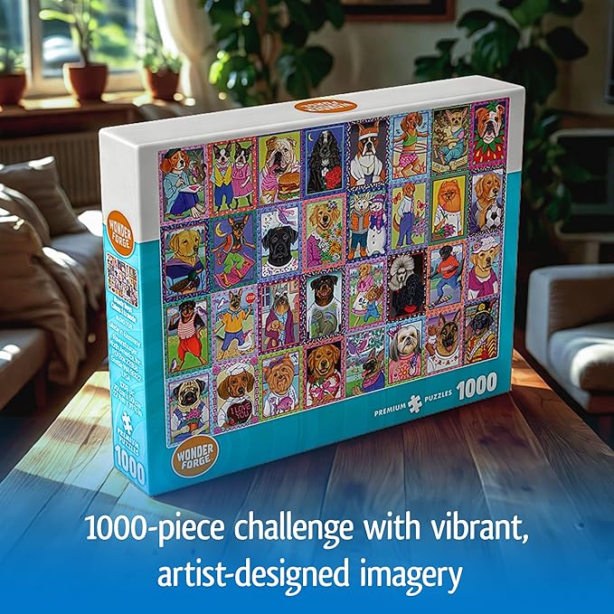 Wonder Forge Dandy Dogs 1000 Piece Jigsaw Puzzle for Adults | Unique, Perfectly-Fitting Pieces | Fun, Vibrant Imagery | Amazon Exclusive