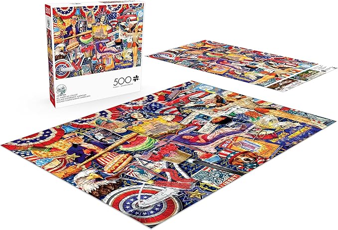 Buffalo Games - Kate Ward Thacker - All American Collage - 500 Piece Jigsaw Puzzle Colorful Puzzle for Adults – Precision-Cut Pieces, Beautiful Artwork, and Hours of Relaxing Fun
