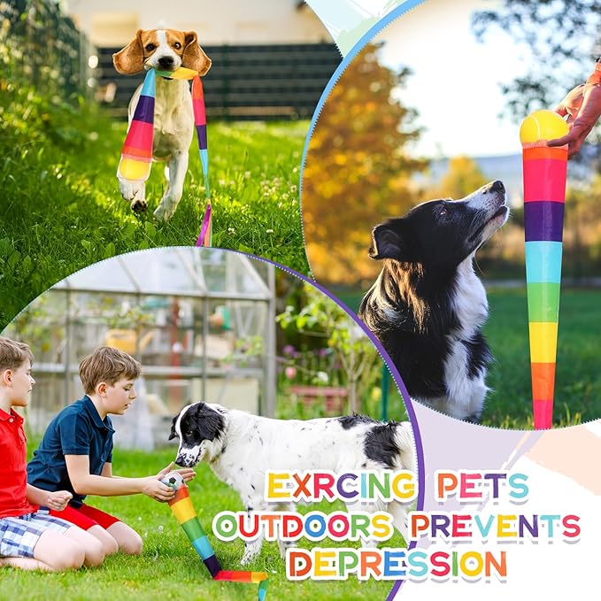 Leyndo 7 Pcs Throw and Catch Ball with Rainbow Tail Soft Rainbow Play Balls, Playground Equipment 25.59 Inches, Suitable for Sports Indoor Outdoor Games Activities Throwing School