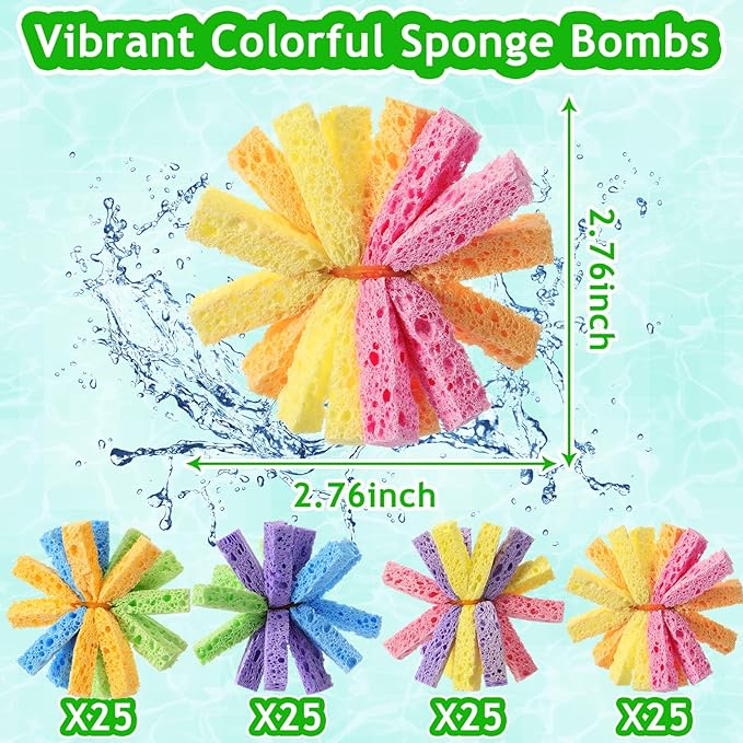 100 Pcs Reusable Water Balls for Outdoor Water Sponges Kids Games Toys Soft Quick Soak Pool Fight Toys for Summer Activities Backyard Trampoline Beach Party (Mix Color)
