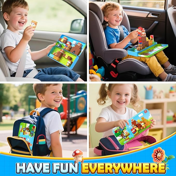 Coodoo Magnetic Blocks Travel Toys with Portable Metal Tin – Toddler Magnet Tiles Building Blocks STEM, Montessori Kids Toys for 3+ Year Old Boys & Girls, Classroom Must Haves, and Sensory Toys