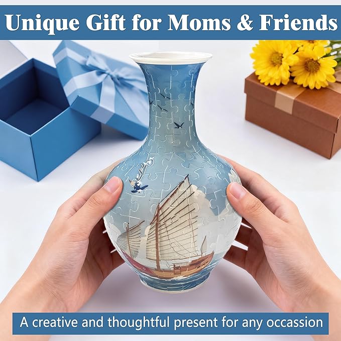 3D Puzzle Vase for Adults, 164 Piece Unique Flower Vase, Crafts for Adults, Home Decor Gift for Flower Arrangements