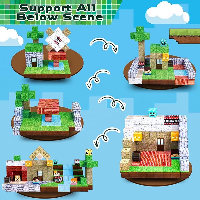 Magnetic Blocks - 150 PCS Build Magnetic Windmill Falls Homes - Magnetics Toys for Montessori Toddler Easter Christmas Birthday Gifts - STEM Sensory Toys for 3 4 5 6 7 8 9 10 Year Old Boys & Girls