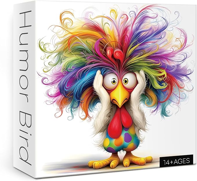 Funny Bird Puzzle for Adults 1000 Pieces, Colorful Chicken Jigsaw Puzzle, Cute Animal Rainbow Puzzle