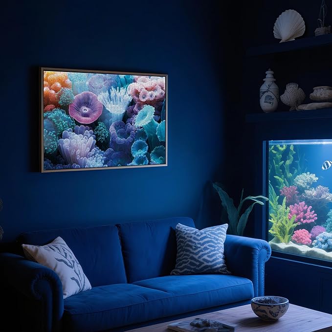 1000 Piece Puzzles for Adults,Colorful Coral Anemone Jigsaw Puzzle,Blue Ocean Puzzles 1000 Pieces,Creative Games Difficult Underwater World Puzzle Home Decor Toy for Adults (27.5"x19.6"), 1:1 Poster
