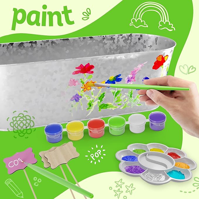 Dan&Darci Paint & Plant Flower Growing Kit for Kids - Easter Gift Ideas Age 5 6 7 8-12 Year Old Girl - Birthday Crafts Gifts for Girls & Boys, Fun Gardening Kits, Art Projects for Ages 5-12 Years